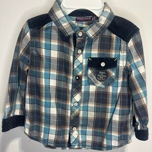 Sergent Major Western Style Flannel Plaid  Button Down Shirt Boys 9 months